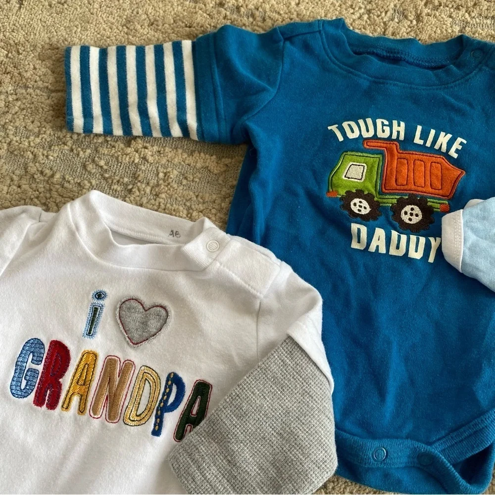 0-3 months Baby Boy Bundle of Sleepsuits Onesies Bodysuits Pants Grandpa Daddy